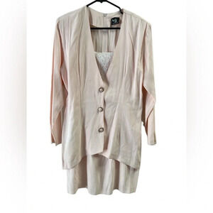 Vintage light pink suit mini dress with lace